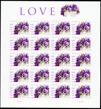 USPS 2010 LOVE Pansies in a Basket Collectible Stamps