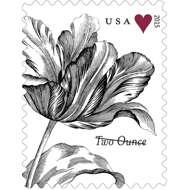 2015  Vintage  Tulip  Pane  Postage  Wedding  Stamps