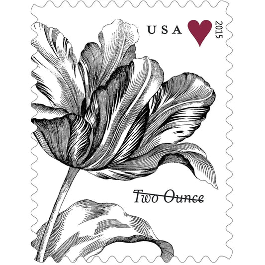 2015  Vintage  Tulip  Pane  Postage  Wedding  Stamps
