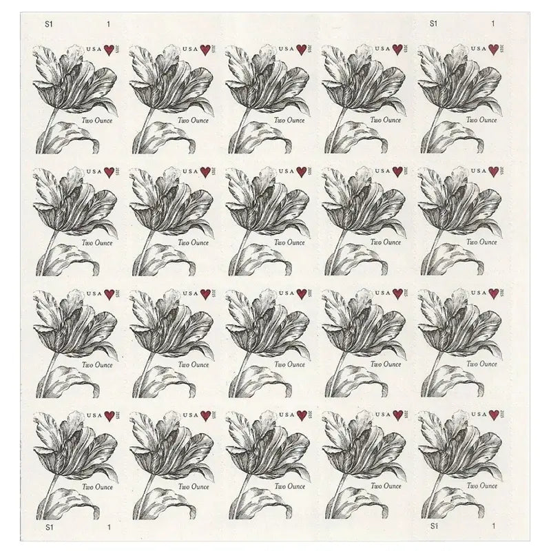 2015  Vintage  Tulip  Pane  Postage  Wedding  Stamps