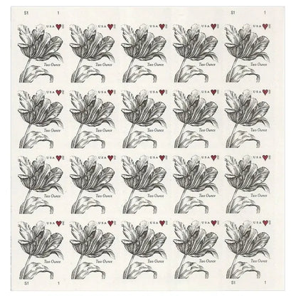 2015  Vintage  Tulip  Pane  Postage  Wedding  Stamps