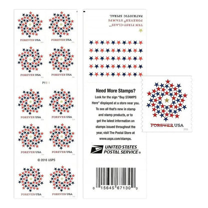USPS 2016 Stars Red Blue Forever Stamp