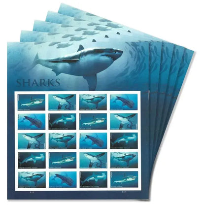 2017  usps  shark  stamps