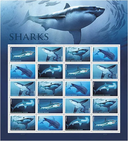 2017  usps  shark  stamps