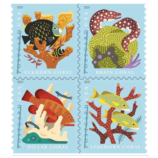 USPS 2019 Coral Reefs Postcard Stamps