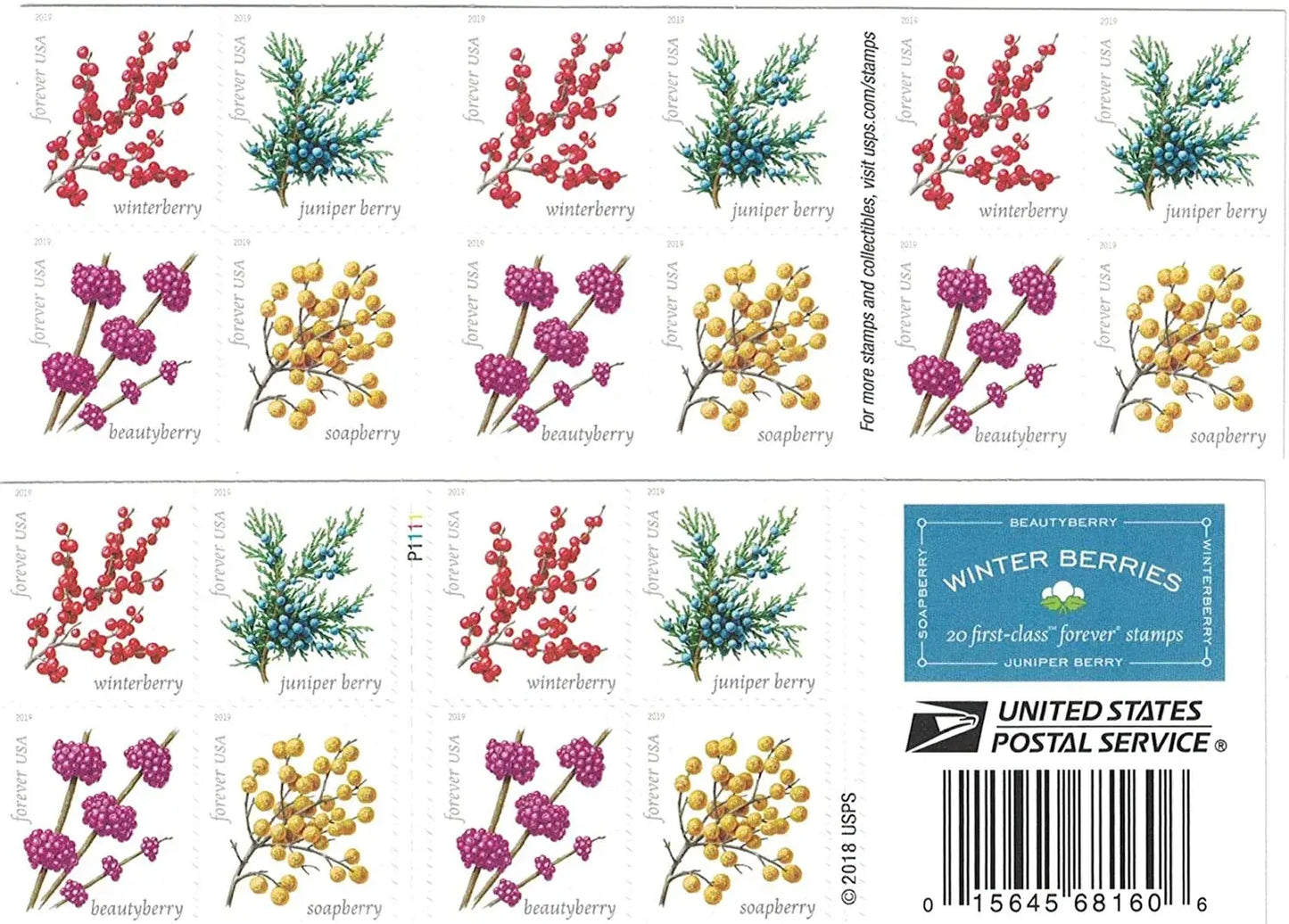 USPS 2019 Winter Berries Forever Stamps