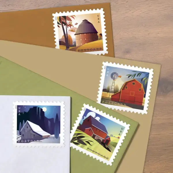 usps 2021 barns postcard stamp