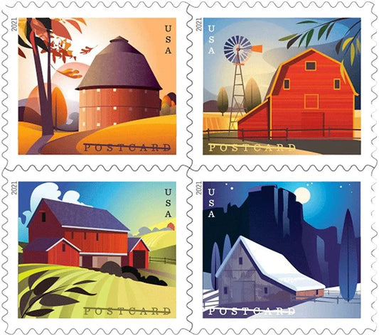 usps 2021 barns postcard stamp