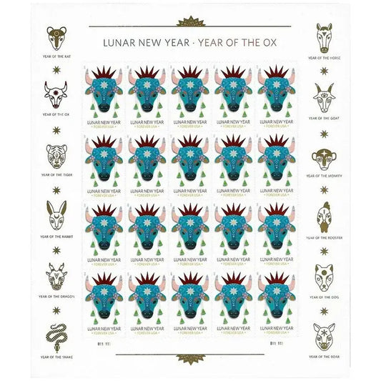 2021  usps  lunar  new  year  ox  stamps