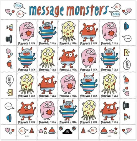 2021  US  Message  Monsters  Forever  Stamps