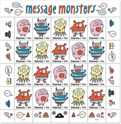 2021  US  Message  Monsters  Forever  Stamps