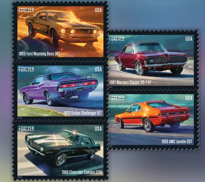 2022  usps  pony  cars  stamps