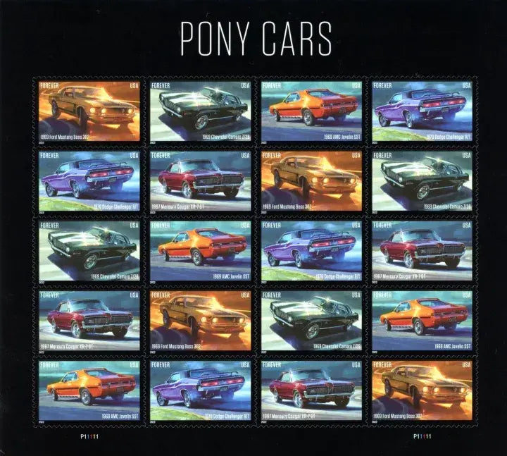 2022  usps  pony  cars  stamps