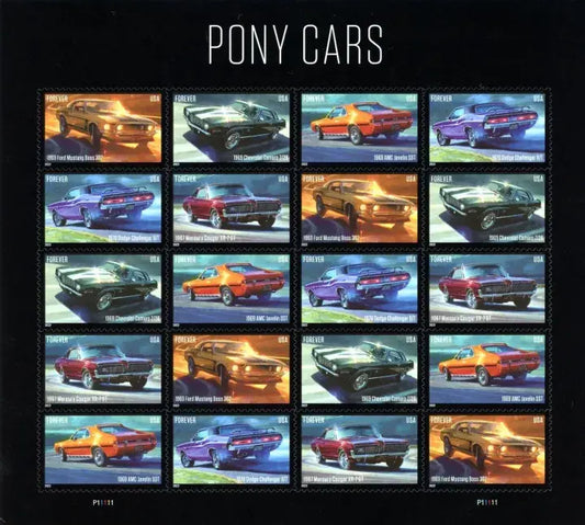 2022  usps  pony  cars  stamps