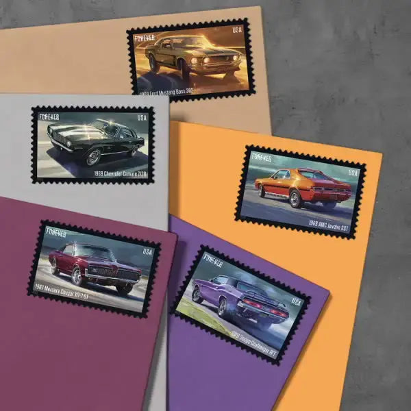 2022  usps  pony  cars  stamps
