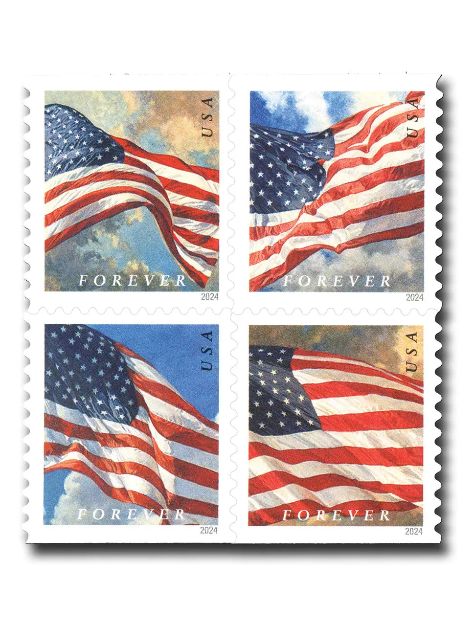 2024 usps us flags forever first class postage stamps