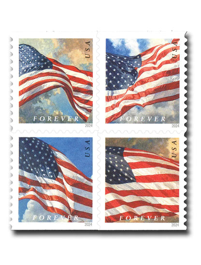 2024 usps us flags forever first class postage stamps