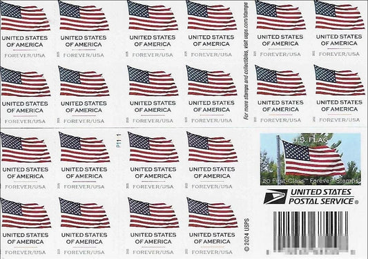 2025 USA Forever U.S. Flag - Booklet of 20 Mint Wholesale Sales