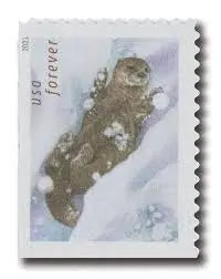 Otters in Snow Forever Postage 2021 US Stamps